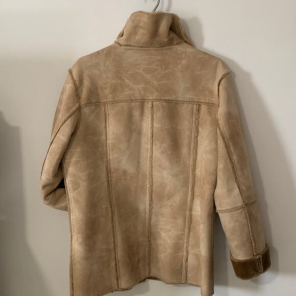 Women's Tan Faux Fur Suede Lined Jacket - Picture 5 of 9
